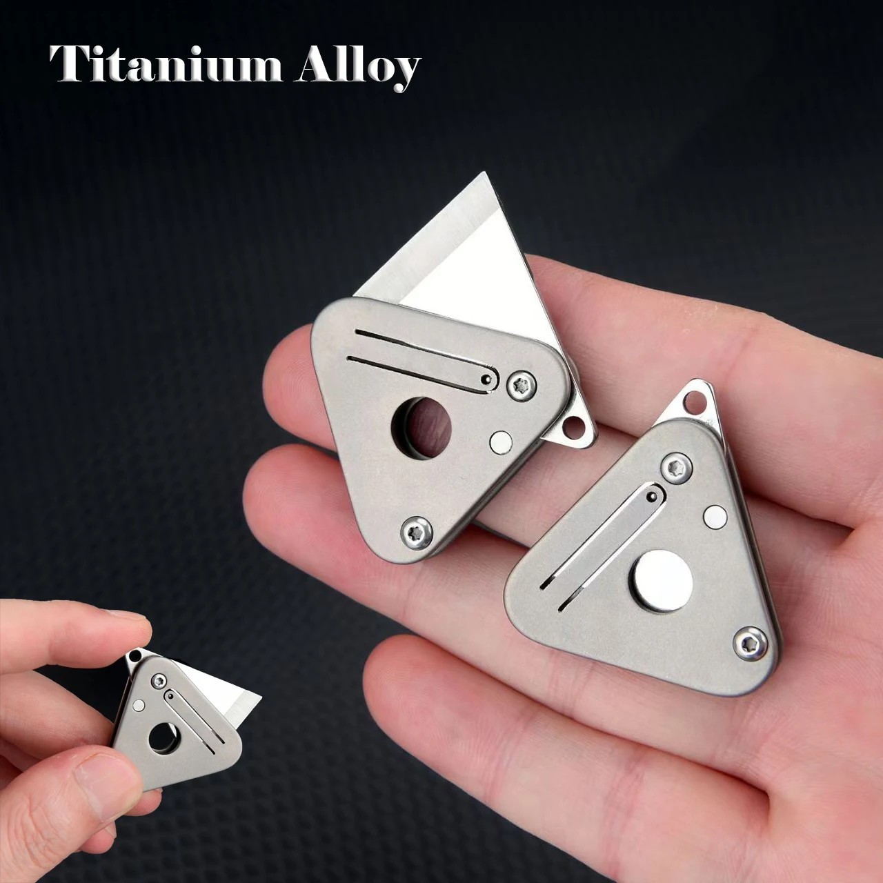 Mini Titanium Alloy Folding Knife Cutter EDC Outdoor Camping Tool Keychain