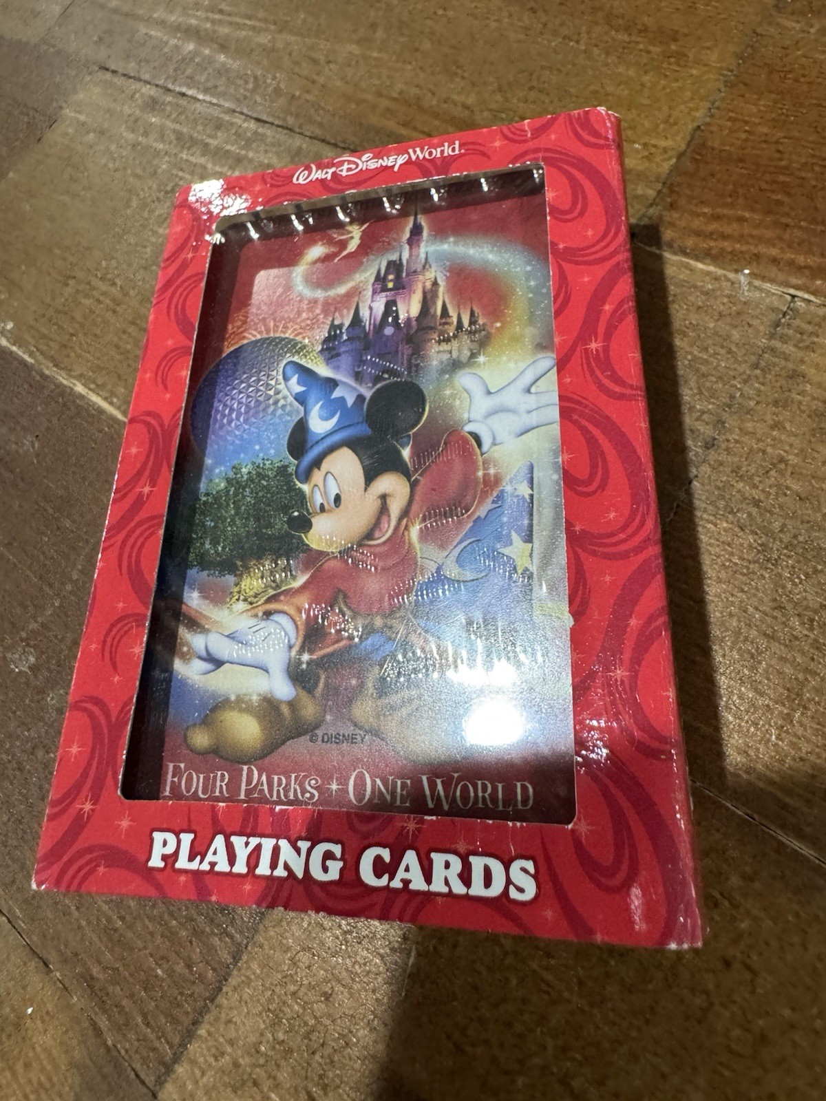 Disney FOUR PARKS ONE WORLD Sorcerer Mickey Playing Cards Sealed