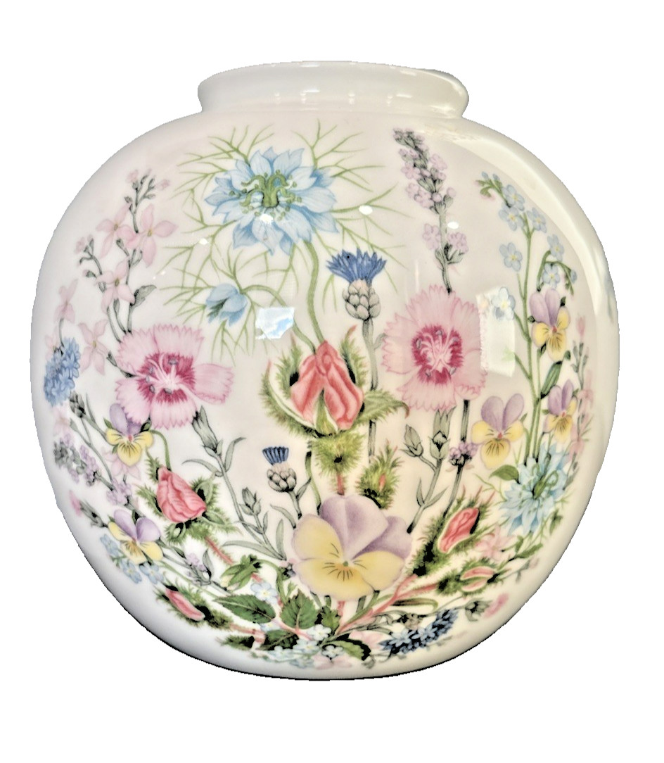 Aynsley Wild Tudor Fine Bone China Flower Vase England Floral Gilt Original Box