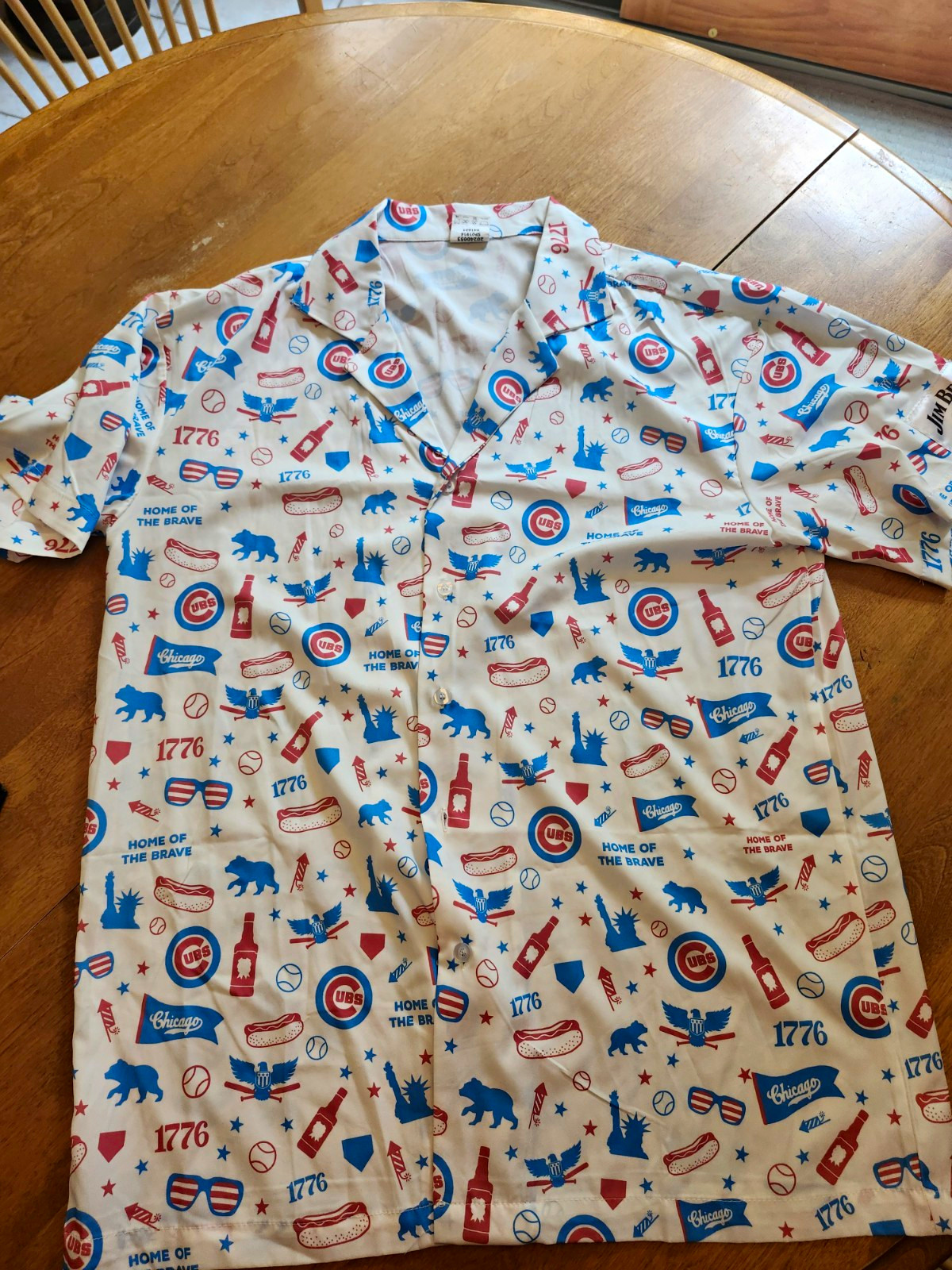 Chicago Cubs Jim Beam  Hawaiian Shirt Adult XXL White Red Blue SGA