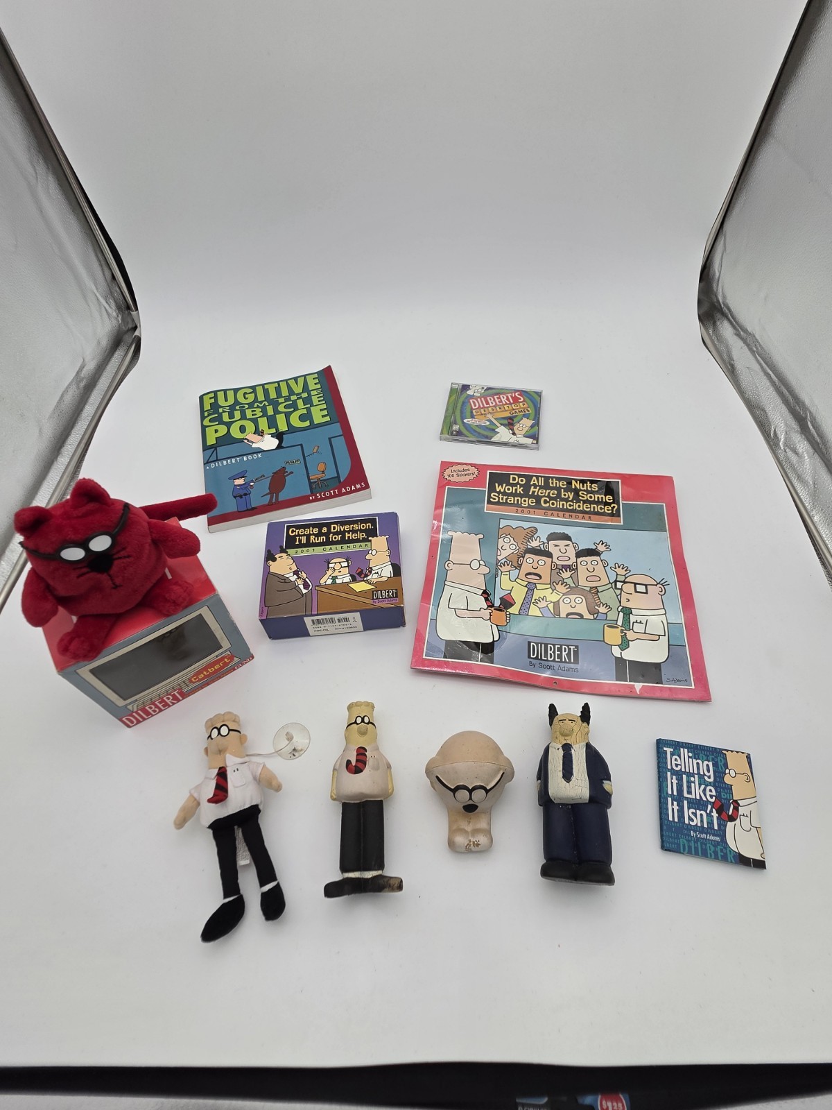 Vintage Dilbert Collection Lot Watch Party Kit Catbert Plush CD Game RARE