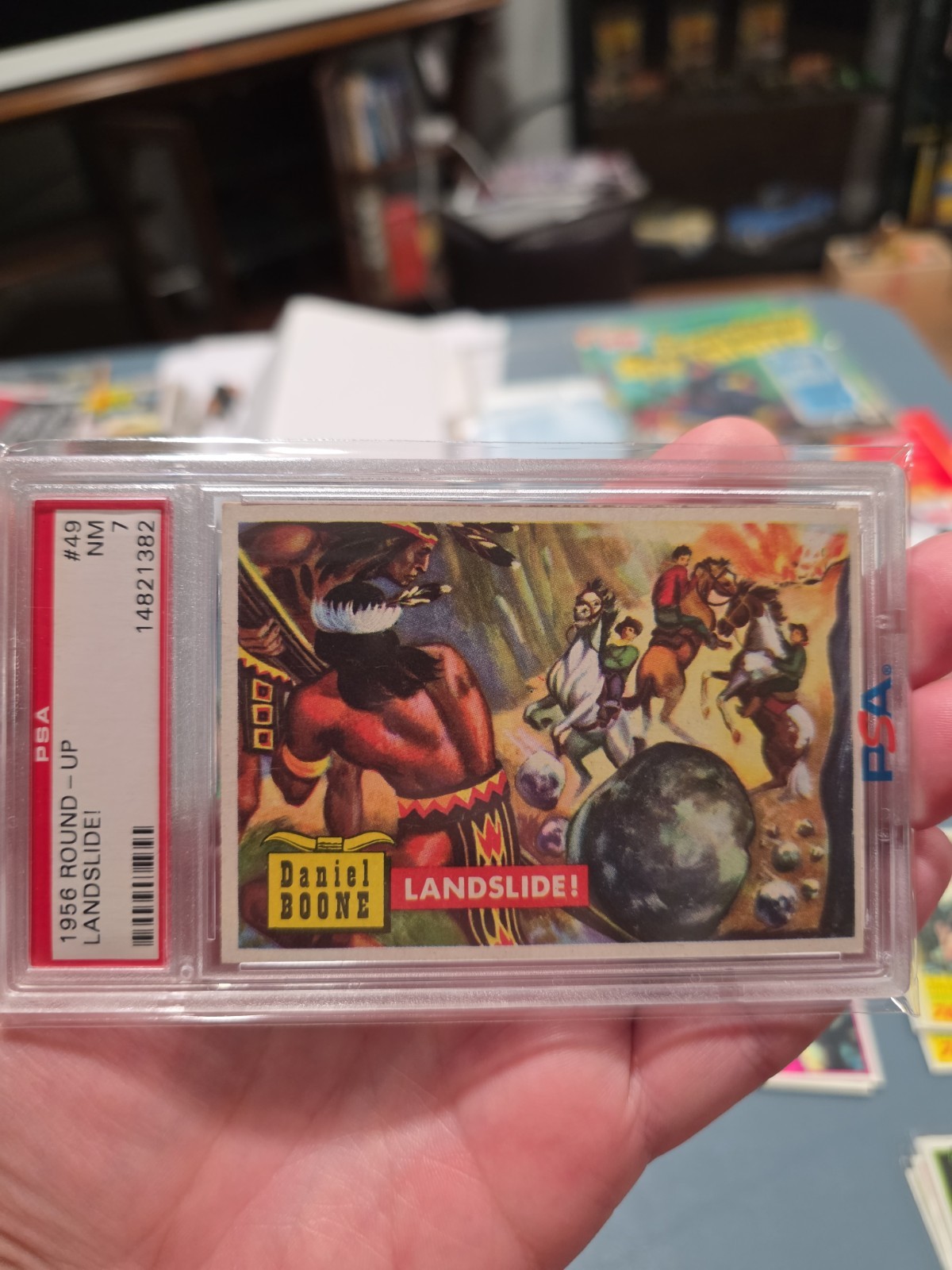 1956 Topps Round Up #49 LANDSLIDE PSA 7 Daniel Boone