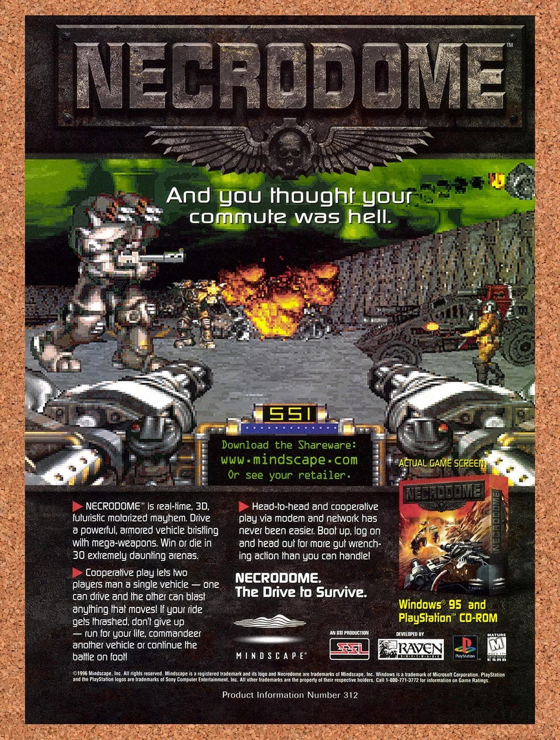 1996 Necrodome PC Original Advertisement / Retro Promo v1
