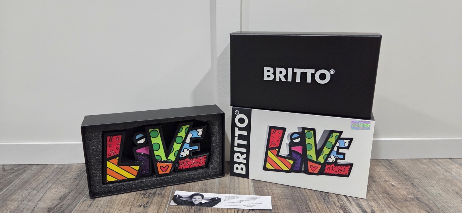 ROMERO BRITTO - LIVE - Word Figurine NEW Artwork 3.5” x 6.75” MSRP $200.00