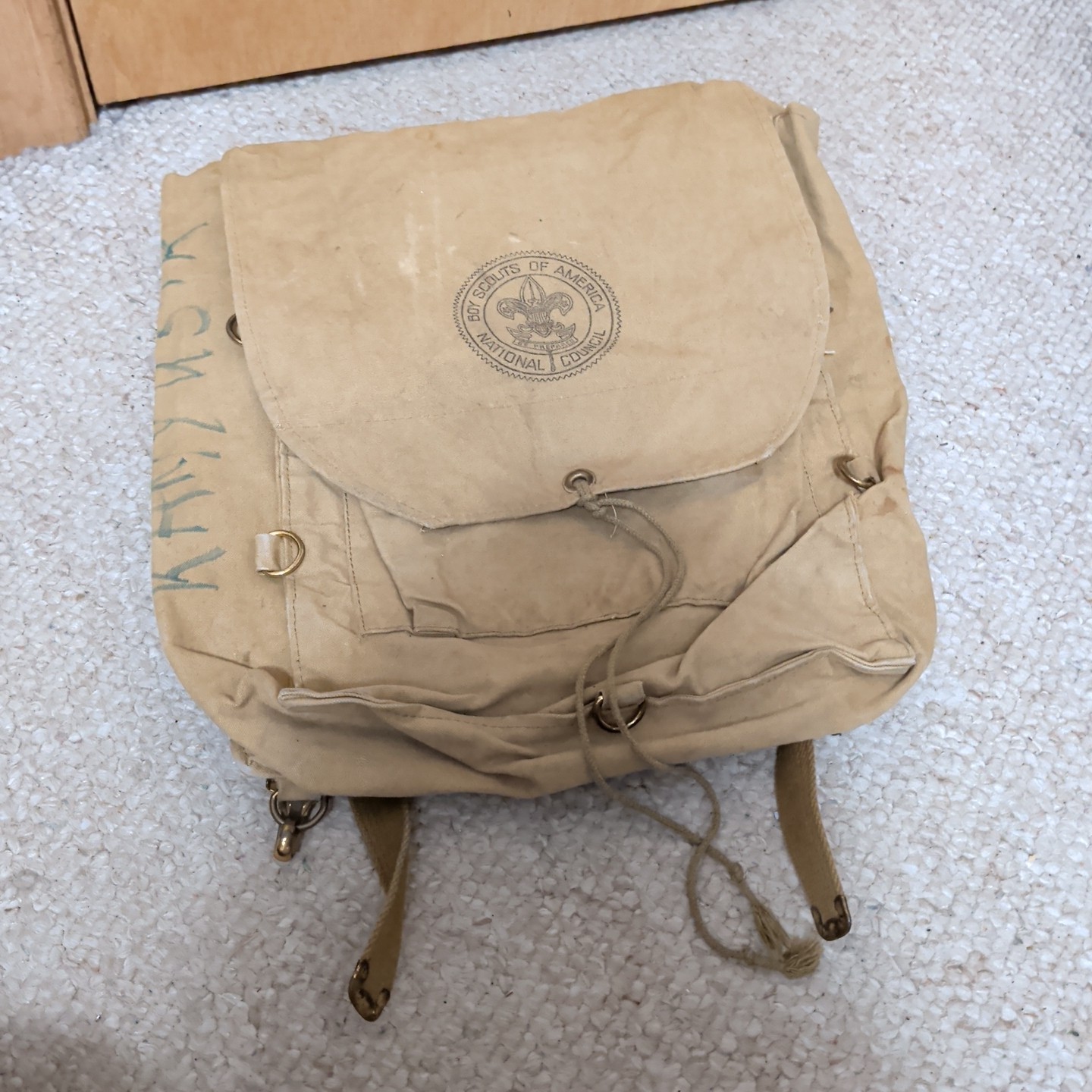 True Vintage Boy Scouts Backpack NO 573 Diamond brand BSA Haversack As Found
