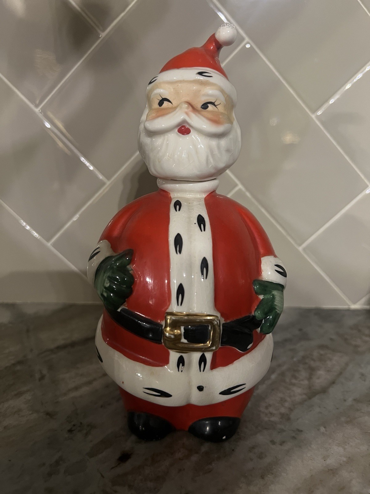 Rare Vintage Hand Painted Lefton Santa Clause Decanter-Made In Japan. 