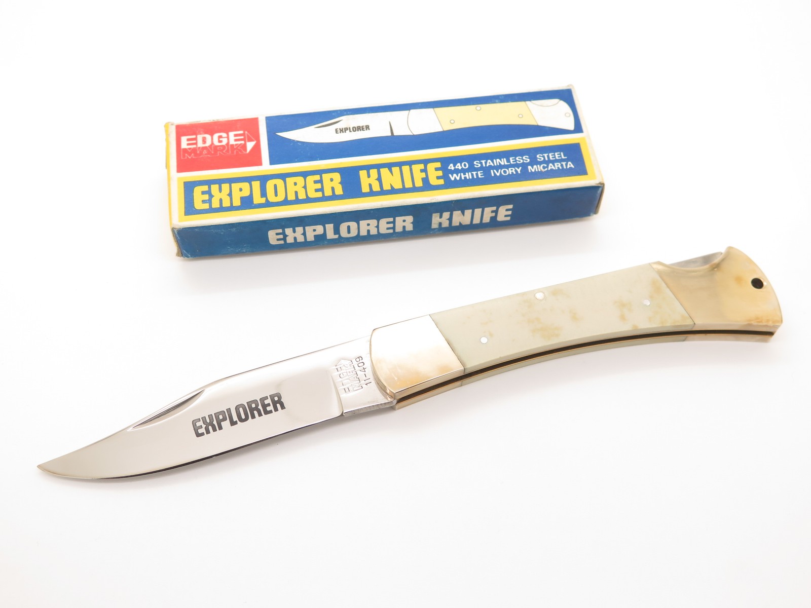 Vtg 70s Explorer Tak Fukuta Seki Japan 4.8 Micarta Folding Hunter Lockback Knife