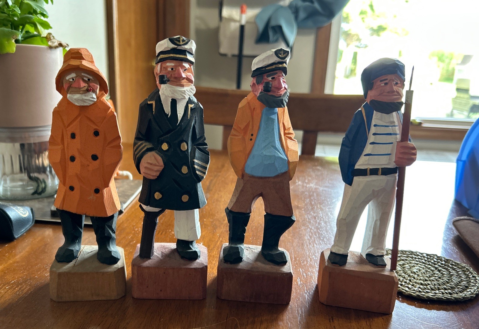 4 Vintage Hand Carved Wooden Figures - 8\