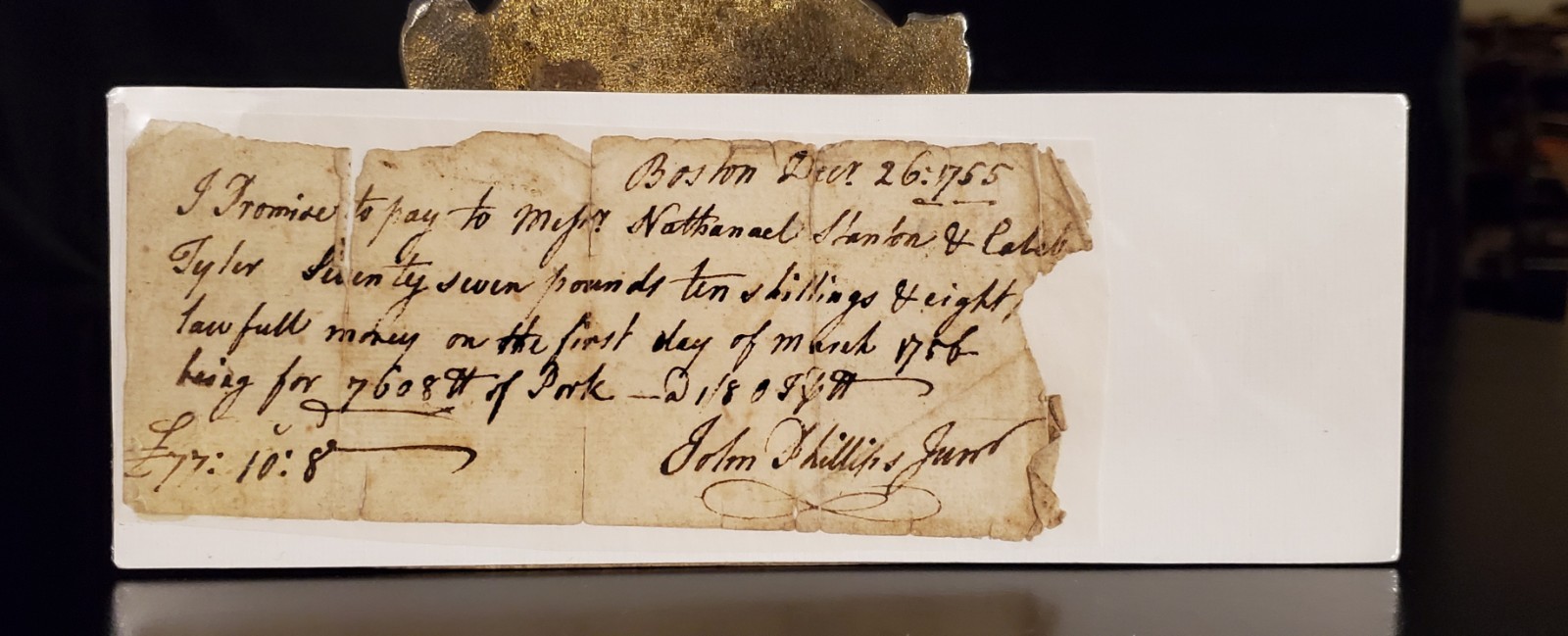 Rare SIGNED 1755 I.O.U. PROMISSORY NOTE Pre American Independence Hand Written