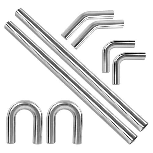 Richeer 3 inch O.D. T304 Stainless Steel Exhaust Pipe Kit DIY Custom Tube