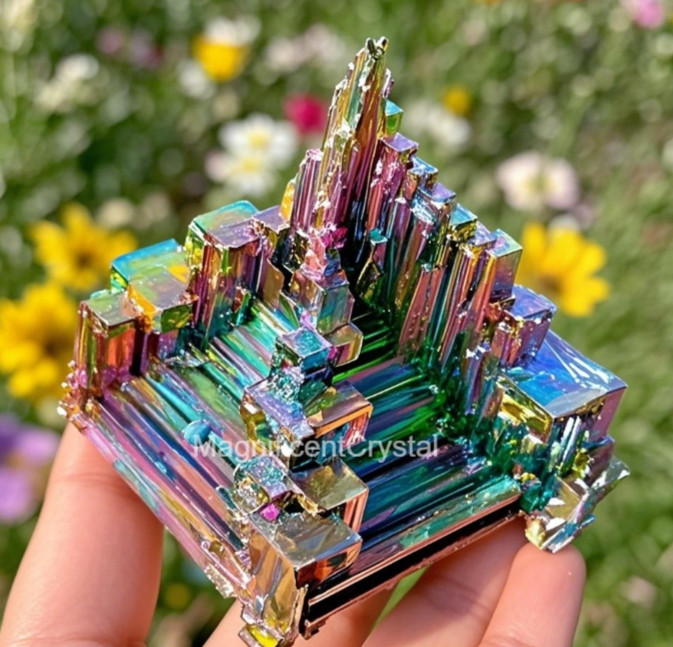 2025HOT Aura Bismuth Gemstone Stone Quartz Crystal Home Decor Healing Reiki Gift