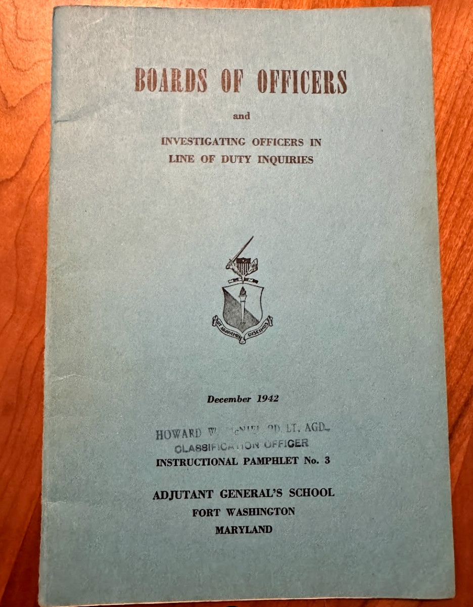 FREE SHIP 1942 Boards of Officers & Investigating Officers in Line of Duty Inq.