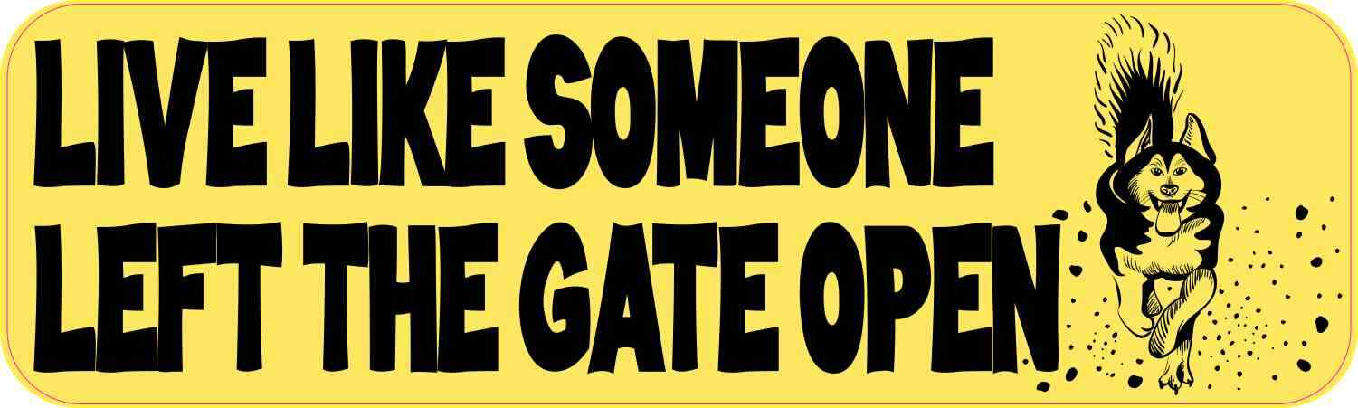 10x3 Live Like Someone Left the Gate Open Magnet Car Truck Vehicle Magnetic Sign