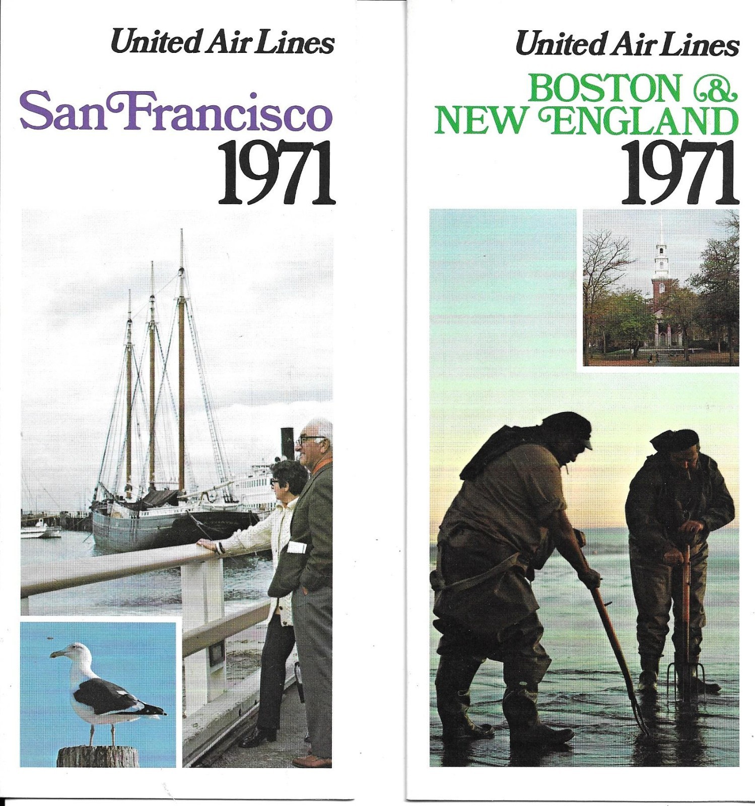 2 Vintage United Airlines 1971 Travel Tour Vacation Brochures,