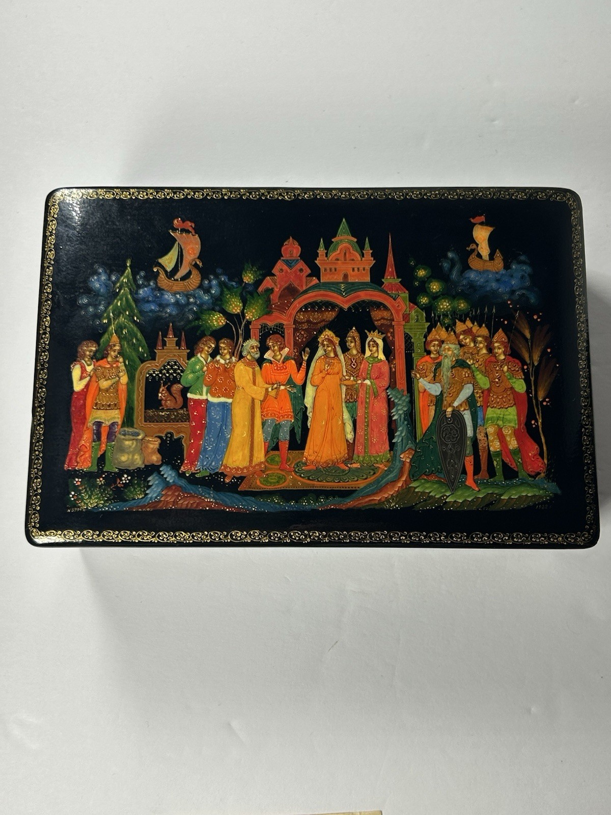 Vtg 1982 Signed Russian Palekh Lacquer Box 