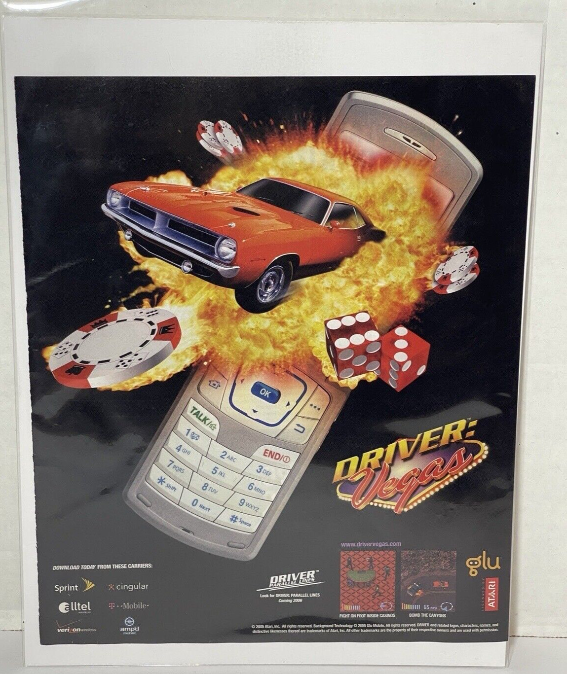 Driver Vegas Atari Glu Mobile Game Promo 2006 Full Page Print Ad B