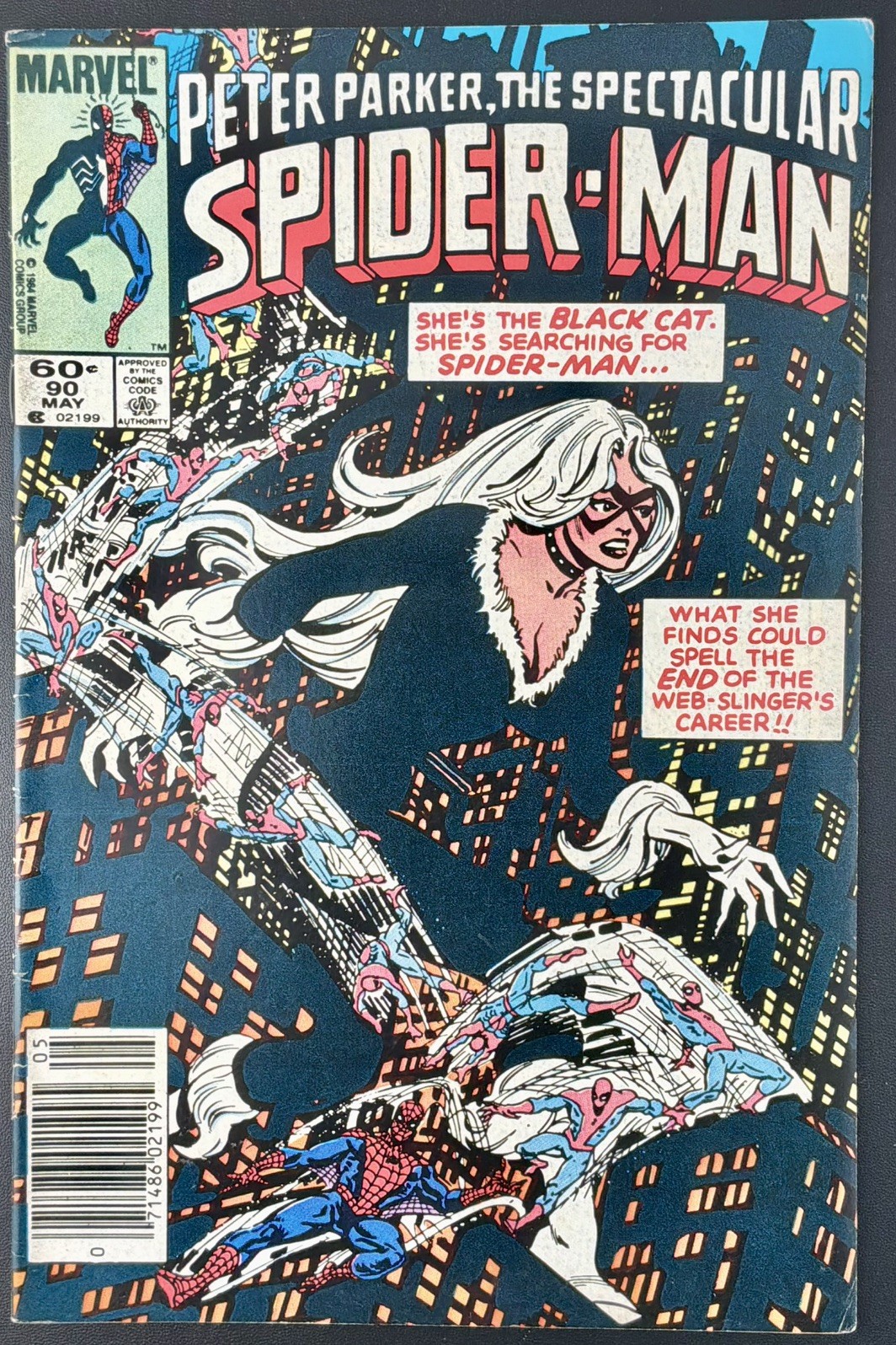 Peter Parker Spectacular Spider-Man #90 Newsstand 1984 Black Suit Black Cat
