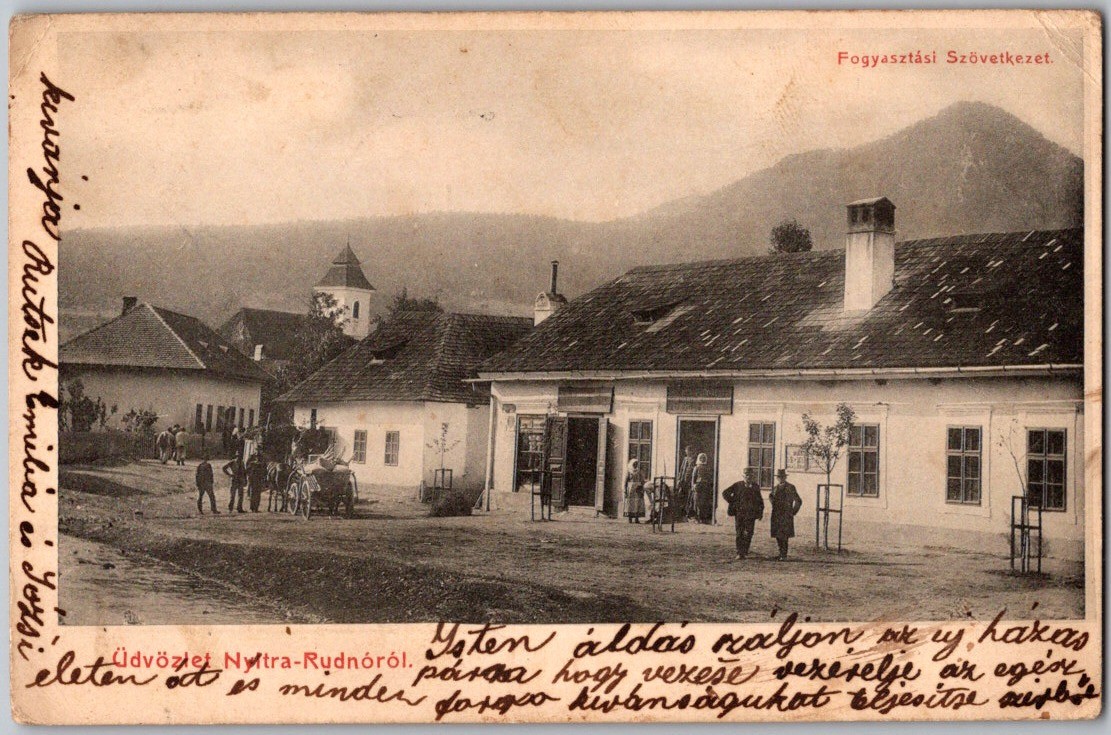 Rare Antique Slovakia/Hungary Postcard Udvozlet Nyitra-Rudnorol Village LOOK