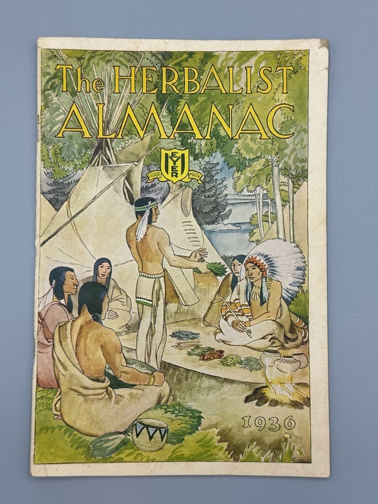 1936 Herbalist Almanac Botanical Native American Art Herb Remedy Antque Medicine