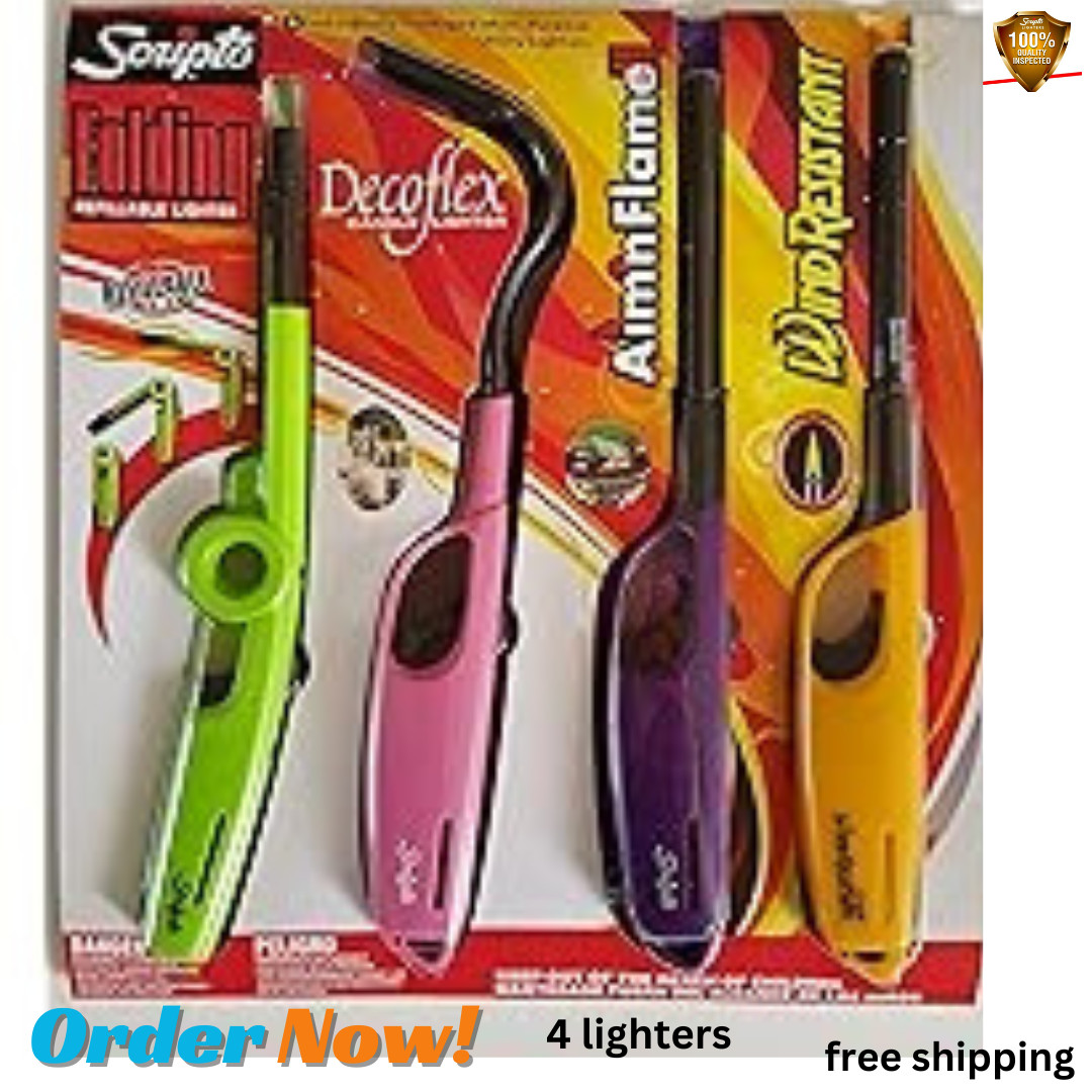 Scripto Versatile Multi Purpose Utility Lighters Combo Random Color 4 ct 1-pack