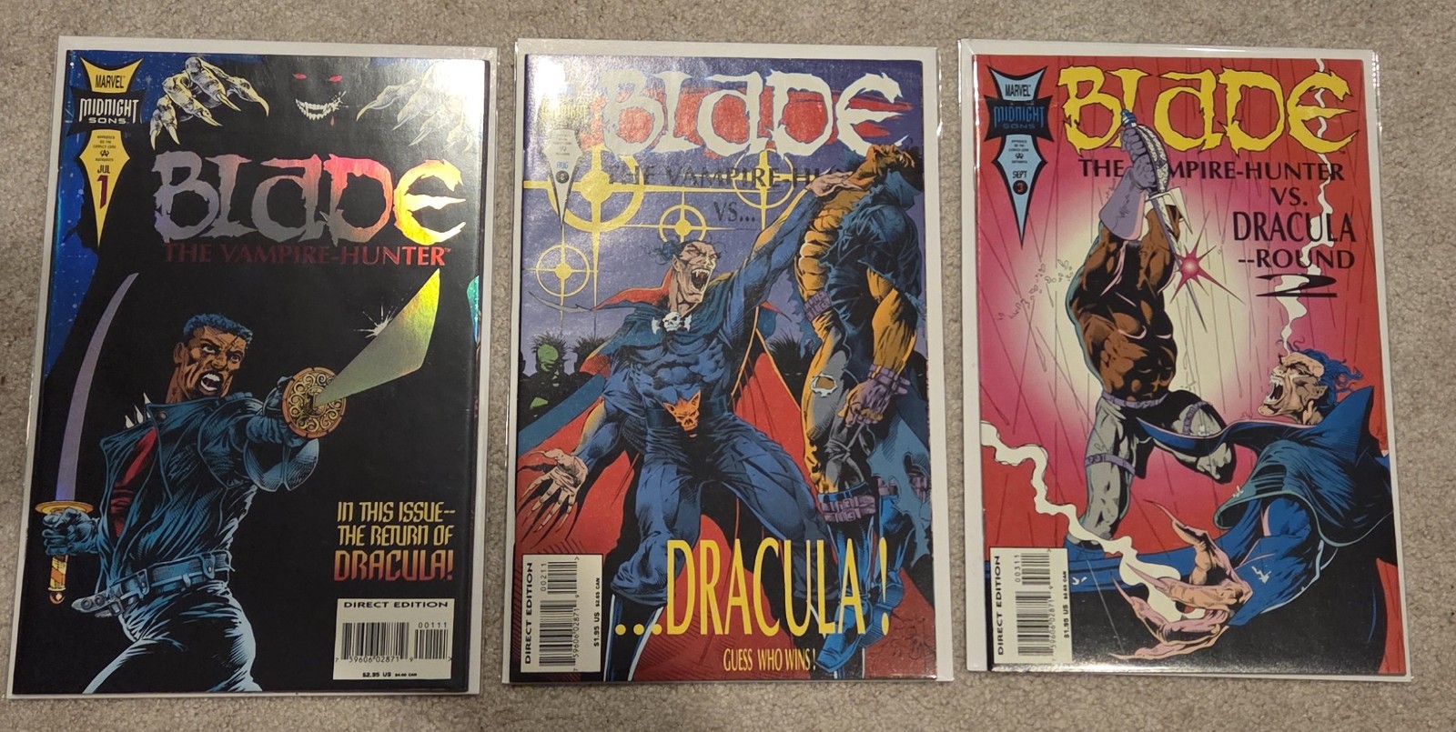 Blade The Vampire Hunter Lot (4) #1, 2 and 3, Marvel Comics, Midnight Suns, 1994