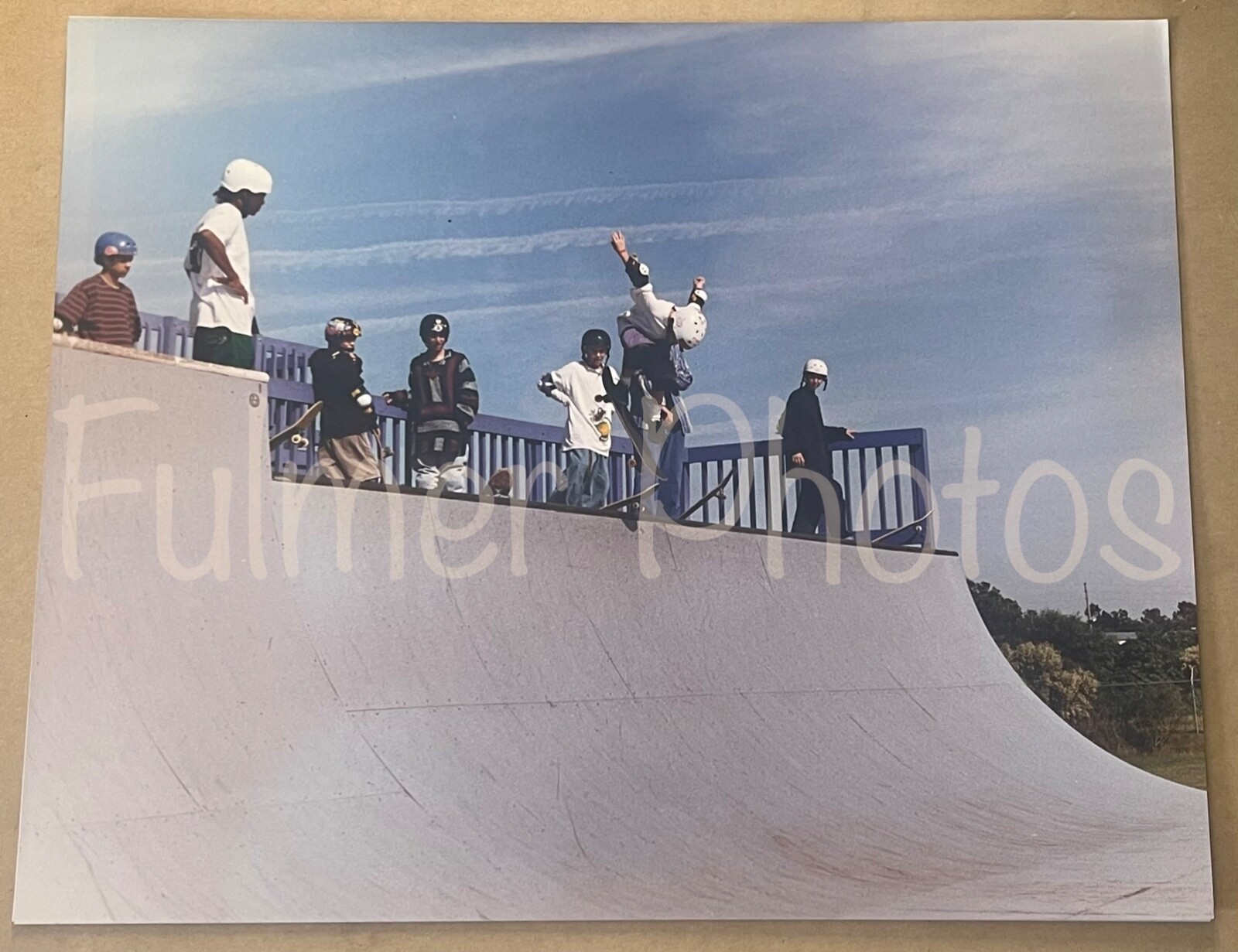 VTG 1980s SKATEBOARD Park TRICK  16x20 Color Action Photo Boys Athlete Sports