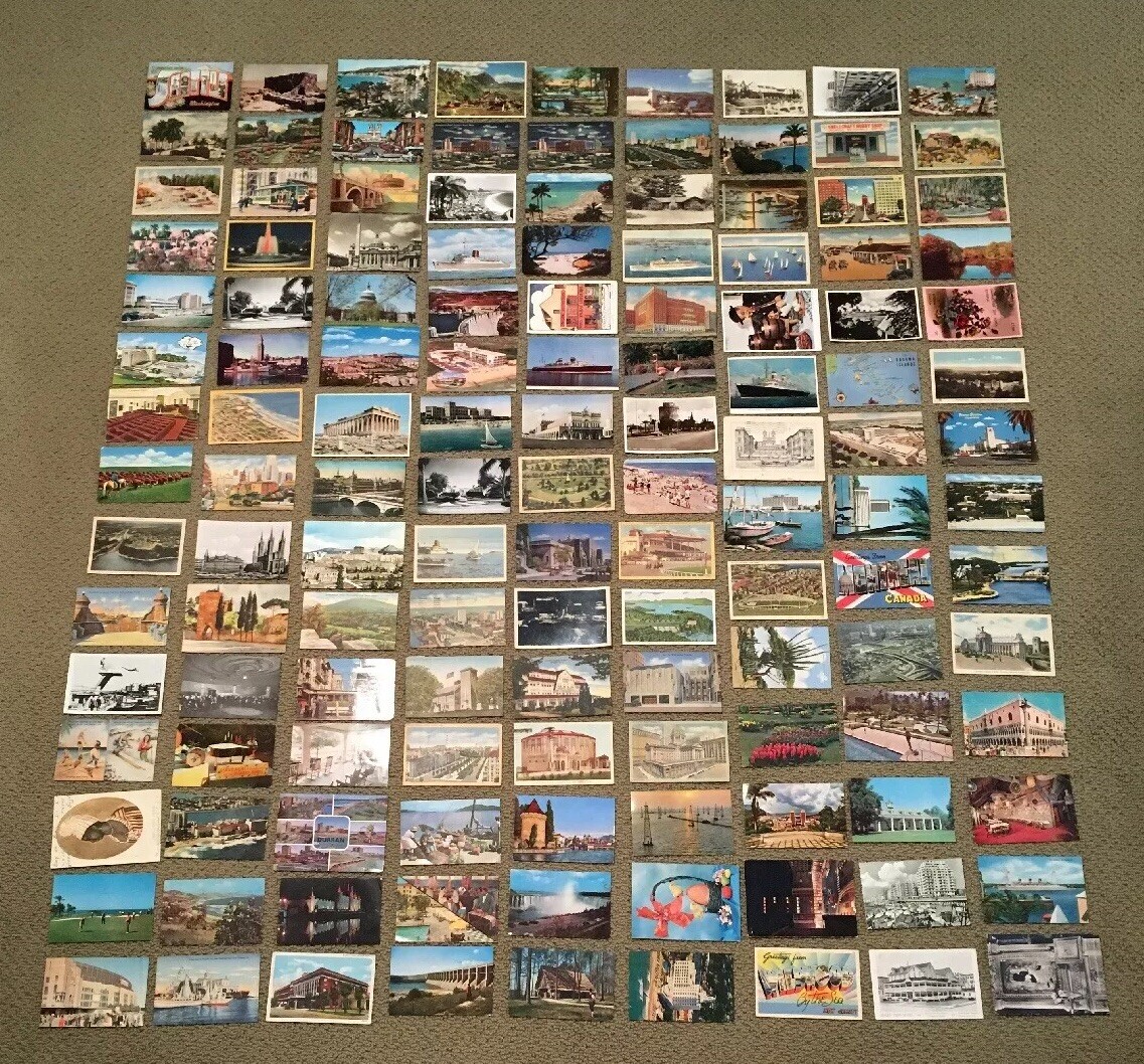 Mid 20th Century Lot of 130 RPPC Postcards All Over The World Nice Collection