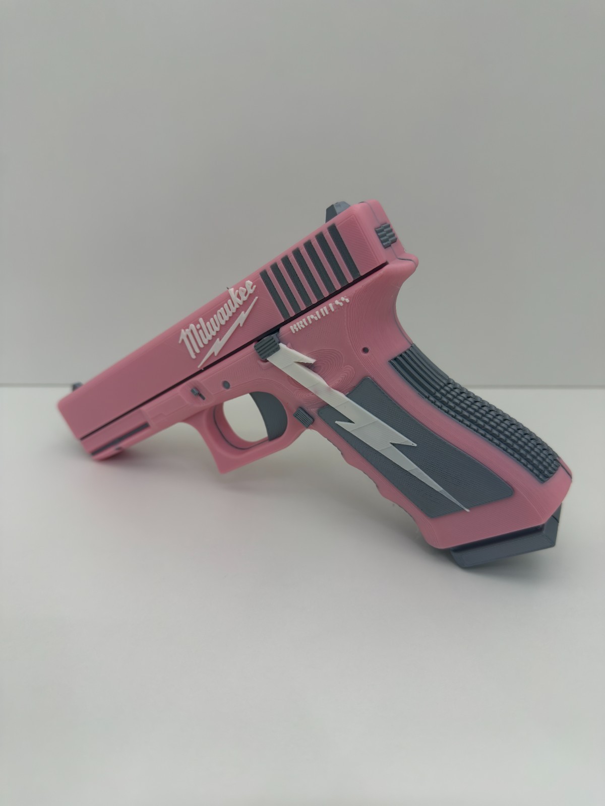 Milwaukee-Inspired Novelty Pistol Magnet, Tool Box / Fridge Pink/Gray/White