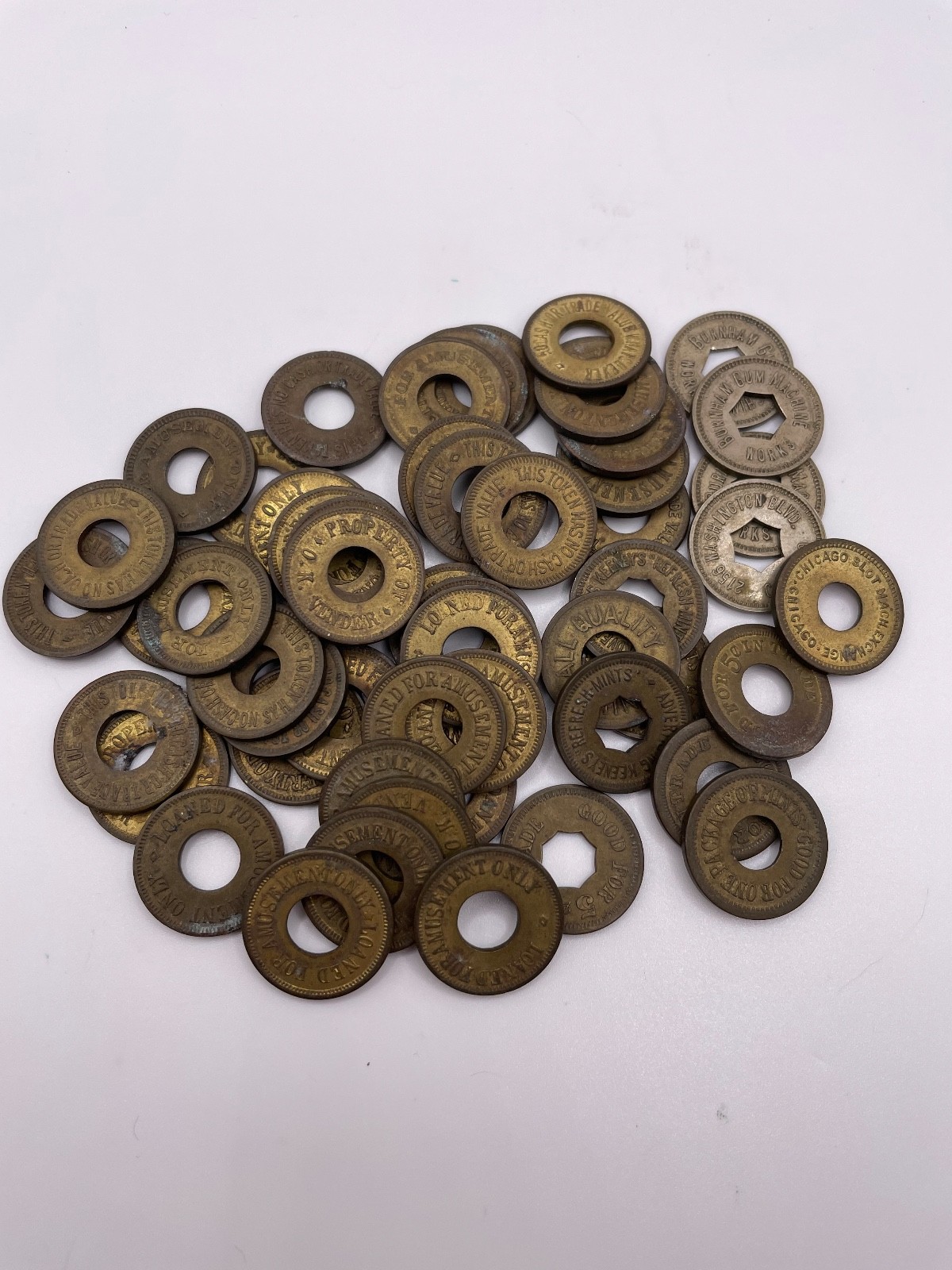 Vintage Vending / Amusement Tokens - Burnham Gum, O.K., Keeney's, Chicago Slot