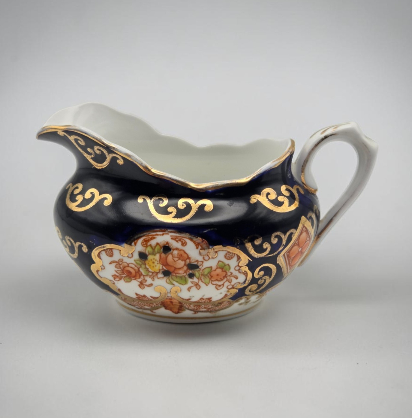 Vintage Royal Albert Crown China Heirloom Derby Creamer Cobalt Blue