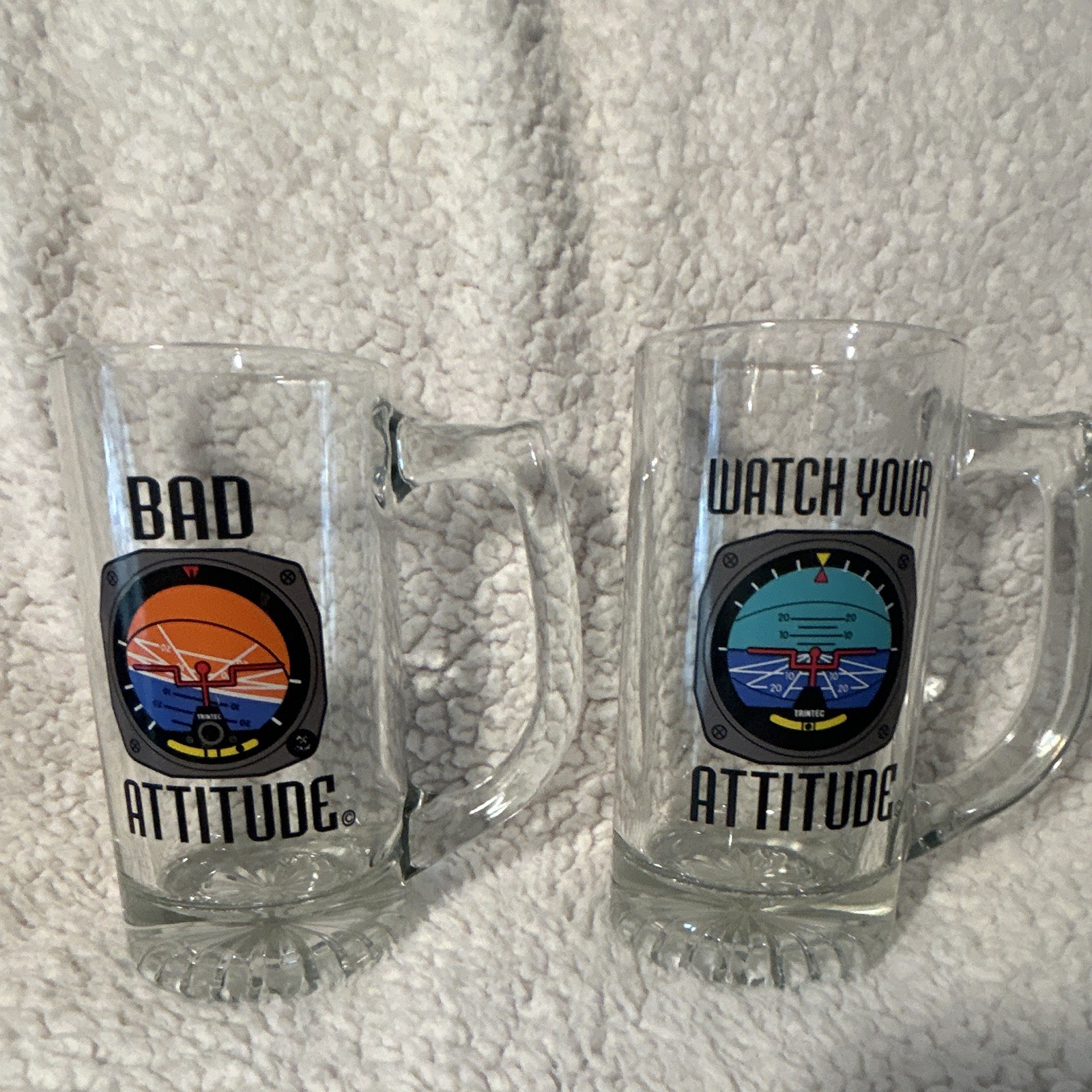 Vintage 80s/90s Aviation Bad Attitude Mugs Lot of 2  Beer mugs.