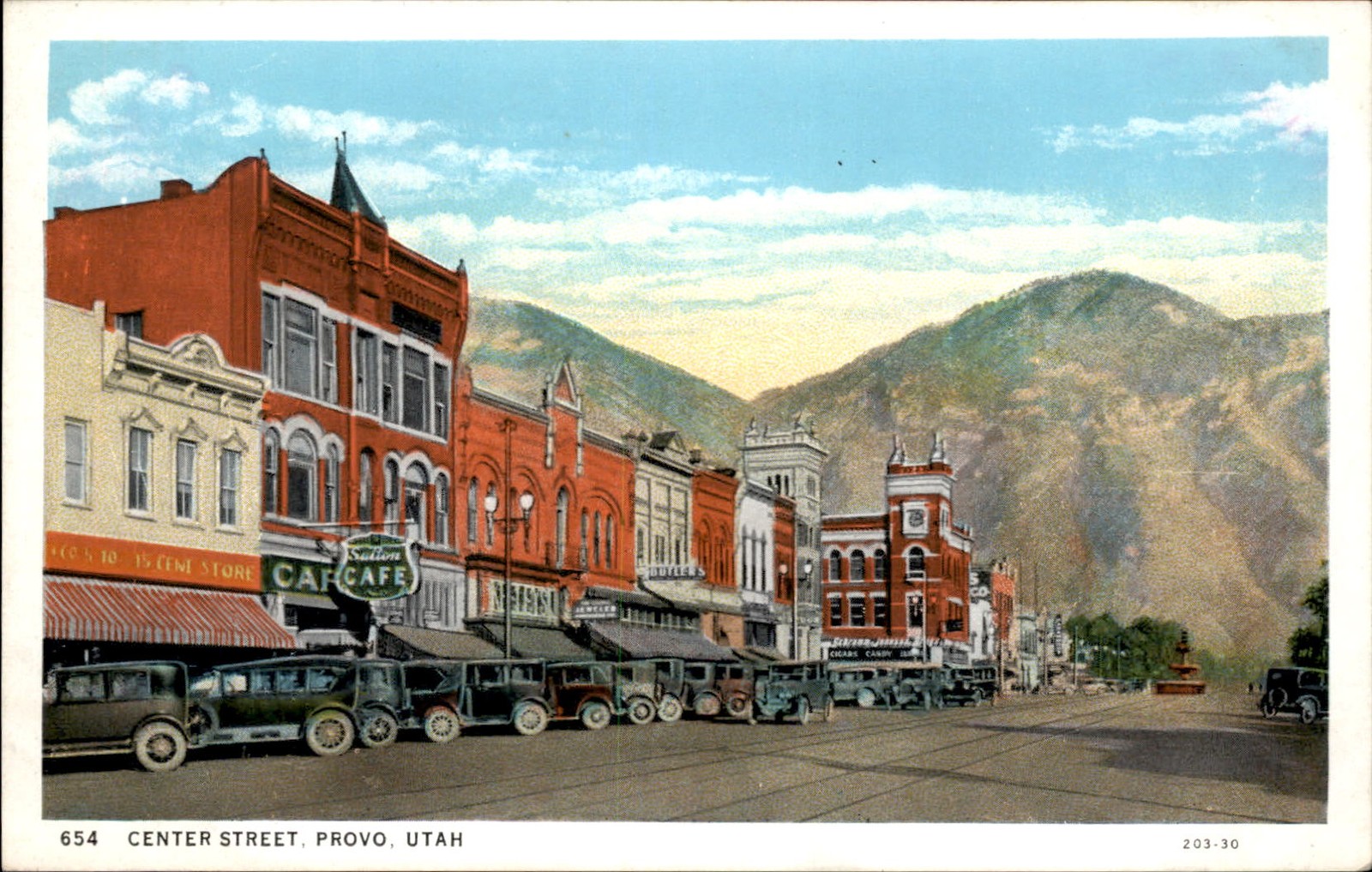 Provo Utah UT Center St. Cars & Stores c1920 Vintage Postcard