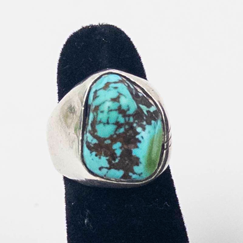 Vintage JH Native American Turquoise Sterling Silver Ring Size 6.5
