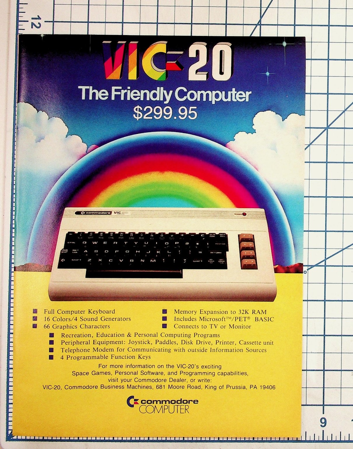 Vintage 1980s Commodore VIC-20 The Friendly Computer Magazine Ad Flyer