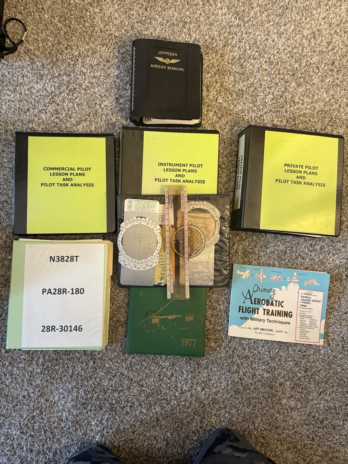 Vintage Pilot Aviation Lot Jeppesen ASA Plotter E6B Piper PA-28R N3828T