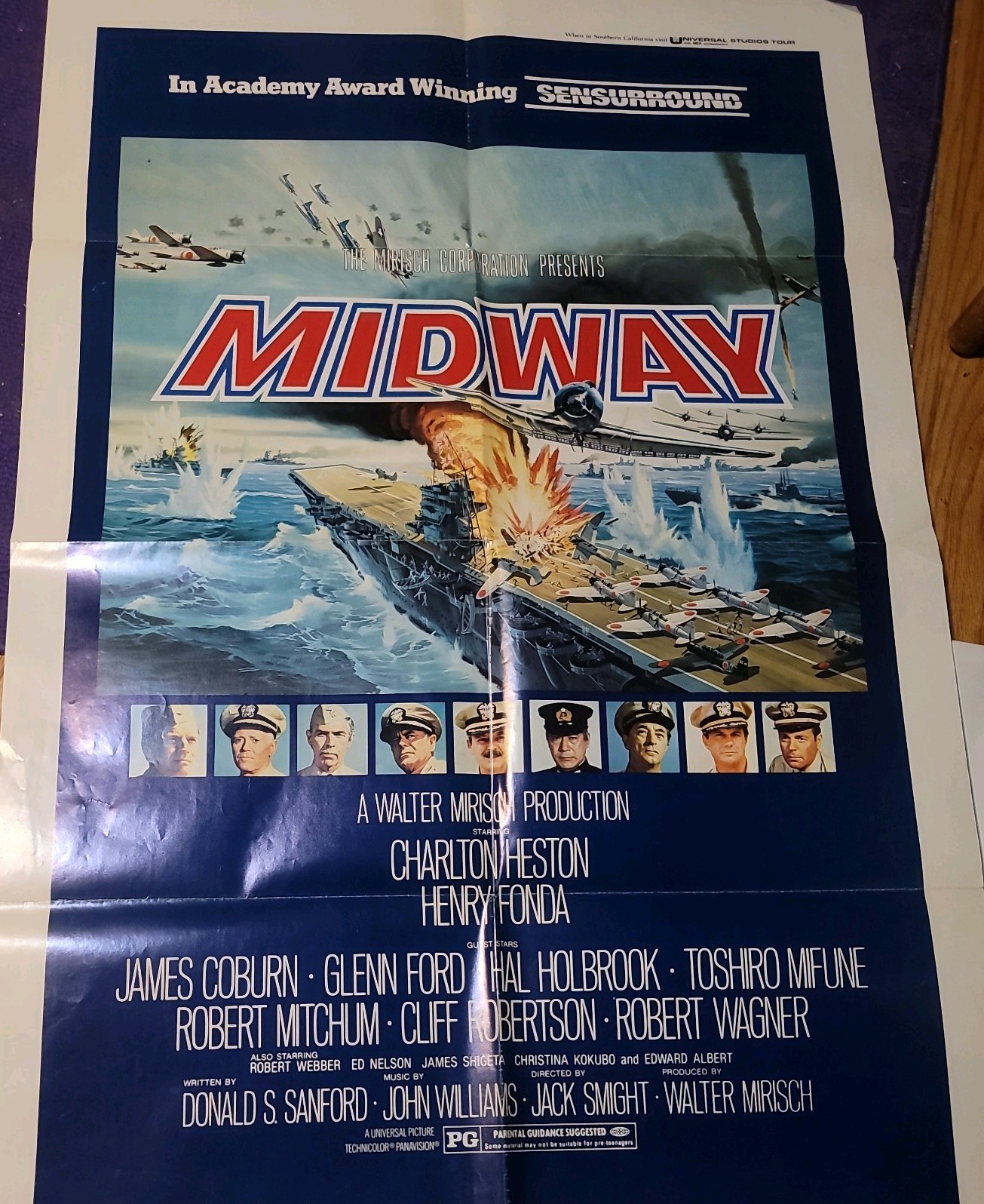 THE BATTLE OF MIDWAY original movie poster CHARLTON HESTON/ROBERT MITCHUM