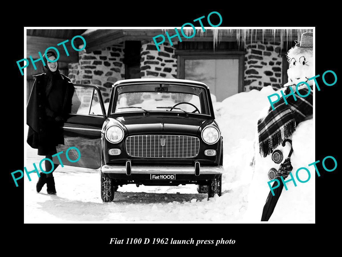 OLD LARGE HISTORIC PHOTO OF 1962 FIAT 1100 D LAUNCH PRESS PHOTO