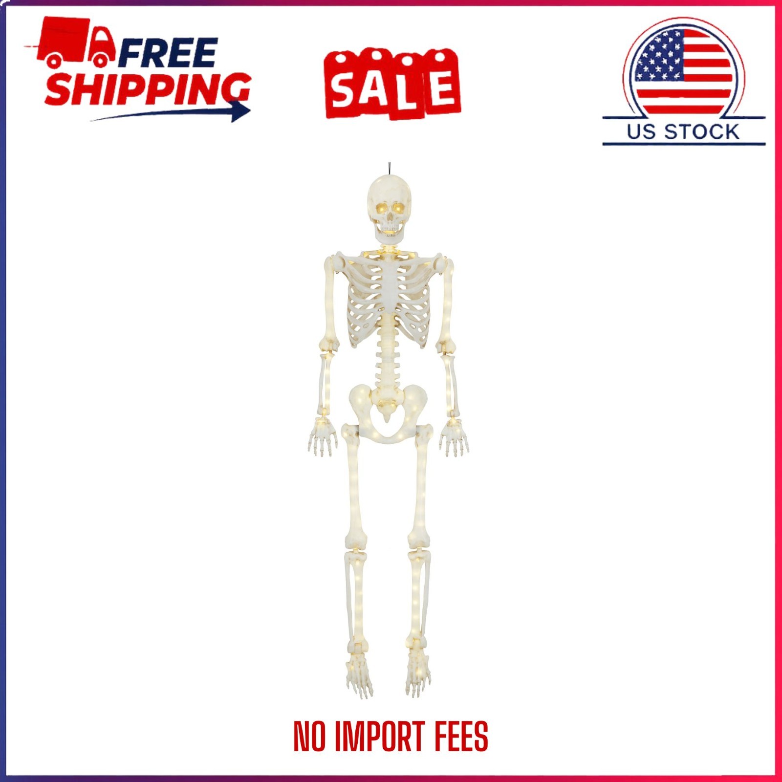 5ft Poseable LED Illuminated Skeleton, Halloween Decoration, by Way to Celebrate