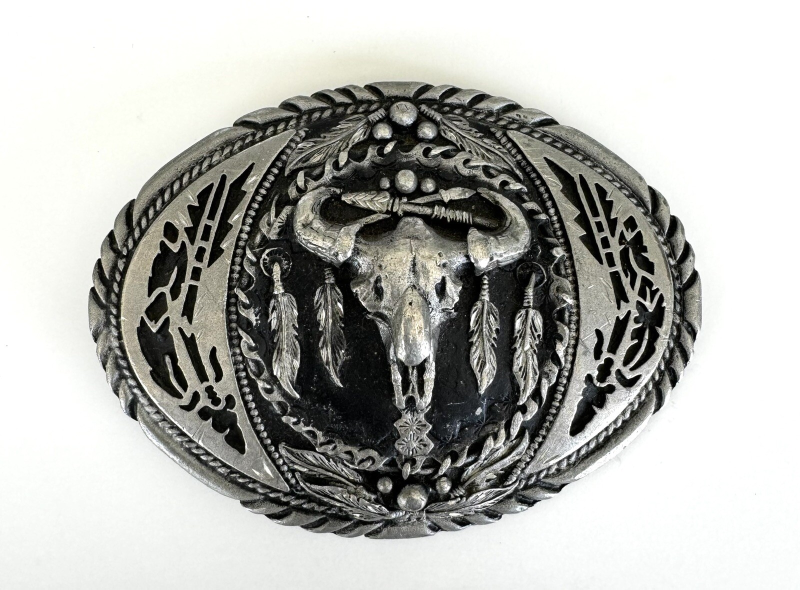 Vintage SSI Belt Buckle Native American Commemorative Handcrafted in USA