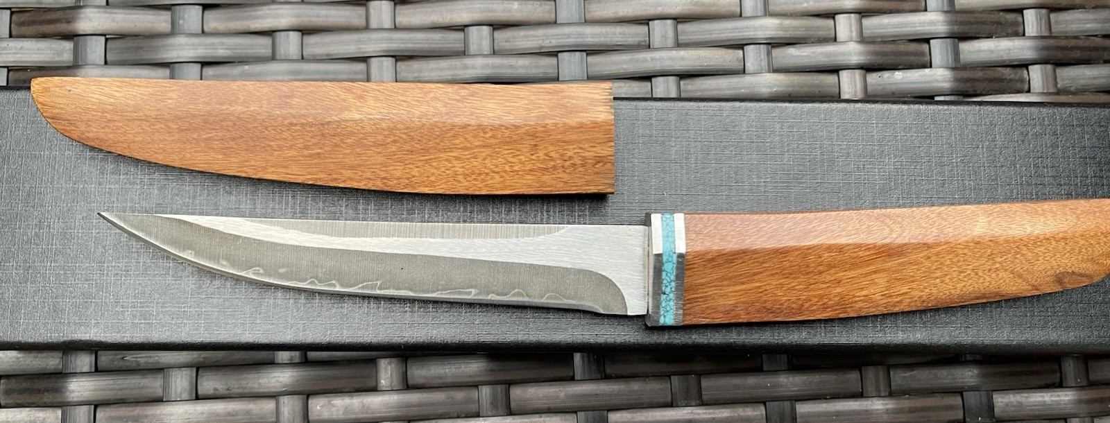 Japanese Fixed Blade Tanto Hand Forged Knife with Wooden Sheath