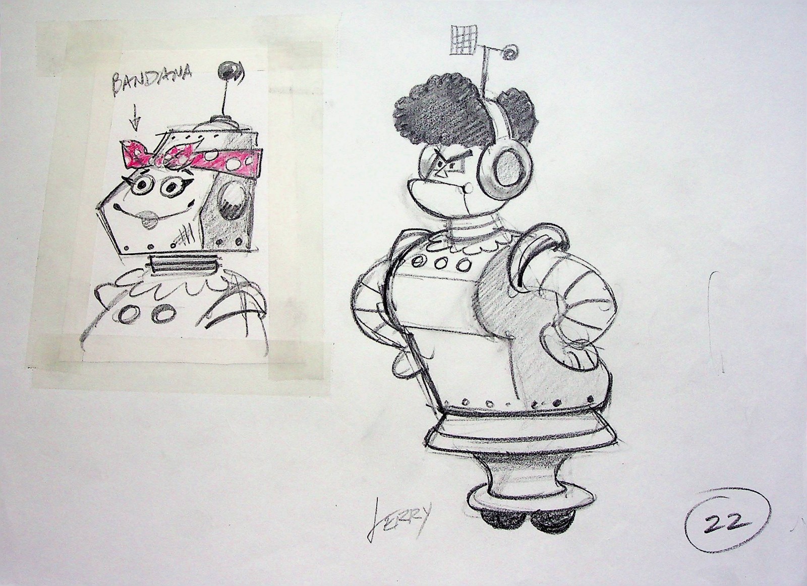 Robot Concept -Unreleased JERRY EISENBERG Signed Hand-Drawn Character Layout #LF