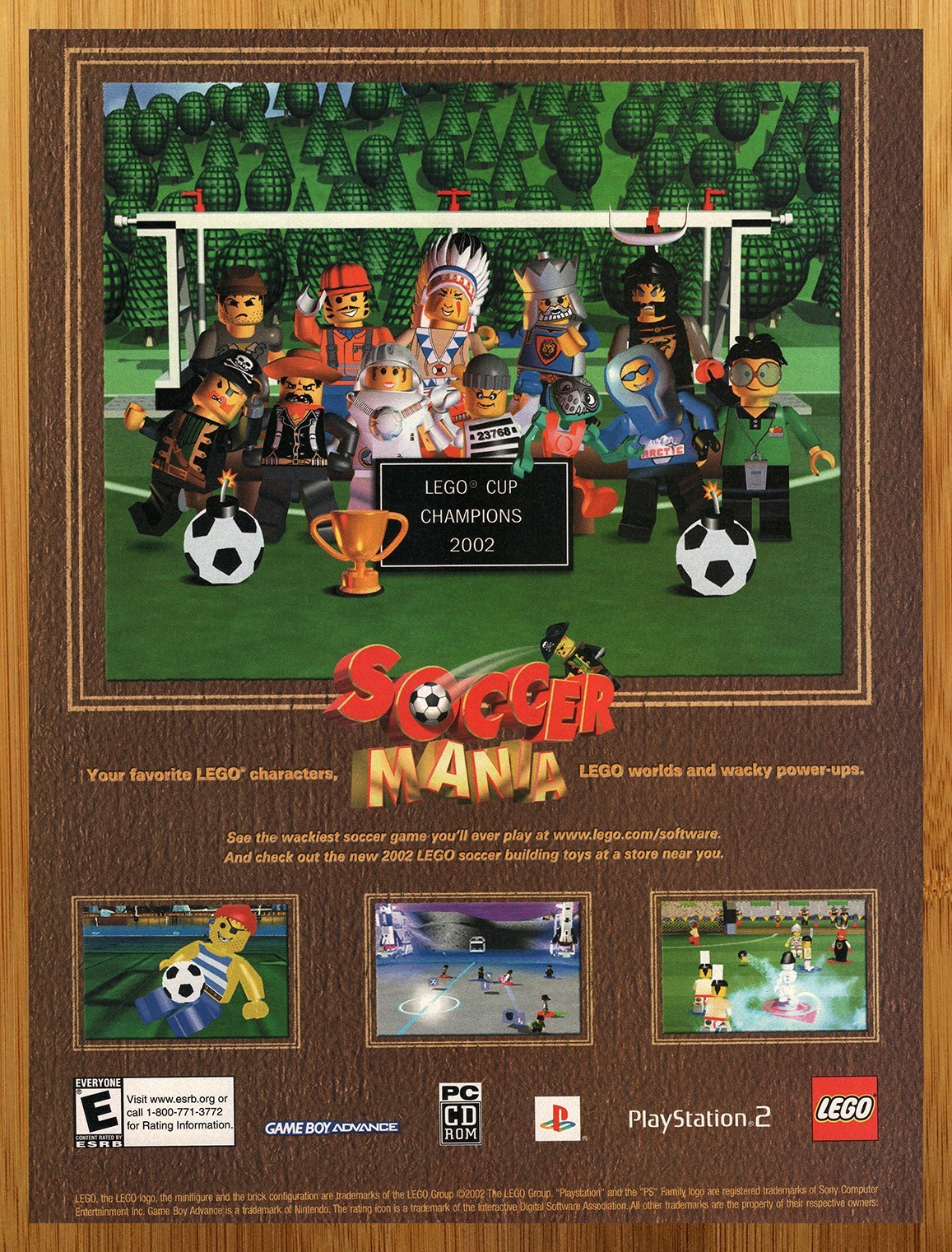 2002 LEGO Soccer Mania Playstation 2 PS2 Gameboy Advance GBA PC Print Ad/Poster