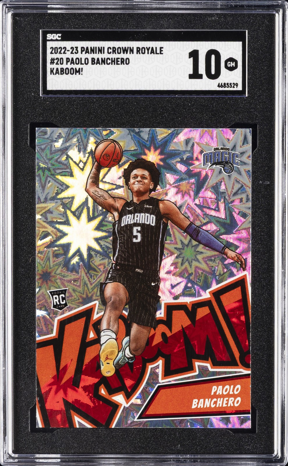 2022-23 PANINI CROWN ROYALE KABOOM #20 PAOLO BANCHERO ROOKIE RC SGC 10 GM