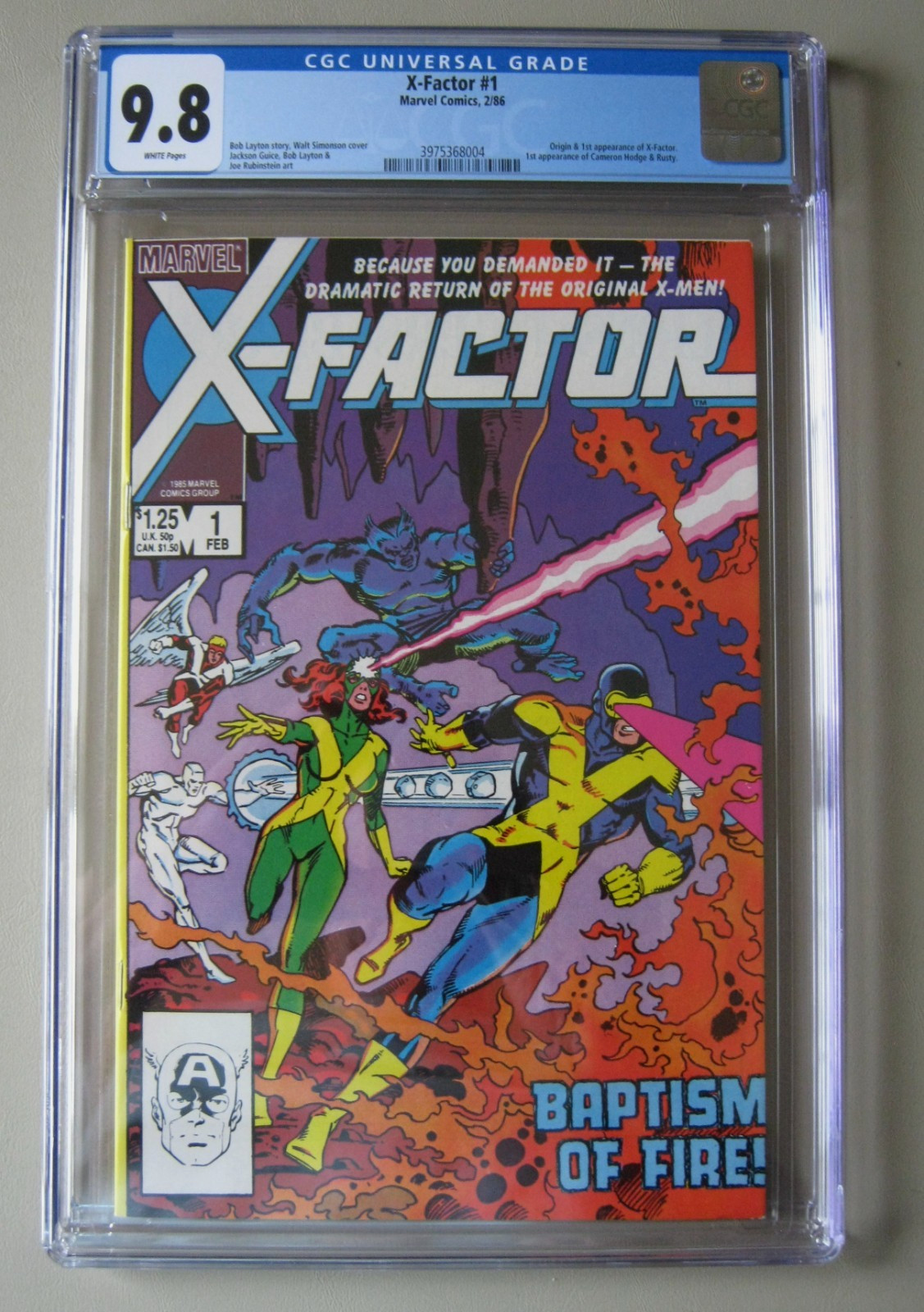 X-FACTOR #1, CGC 9.8, Marvel, 1986, New Case, White Pages