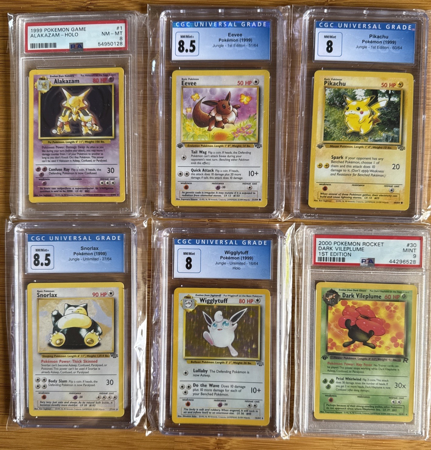 Lot of 6 1999 2000 Pokemon Graded Holo 1st Edition Base Fossil Rocket Vintage