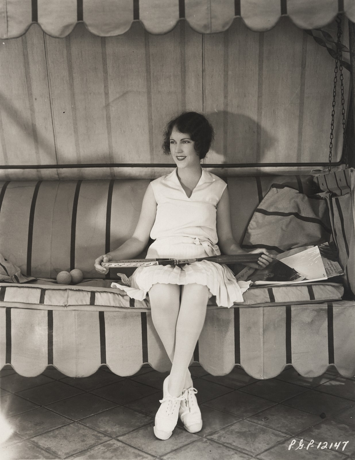 c. 1920's Fay Wray Holding Tennis Racket Photograph KING KONG FLAPPER