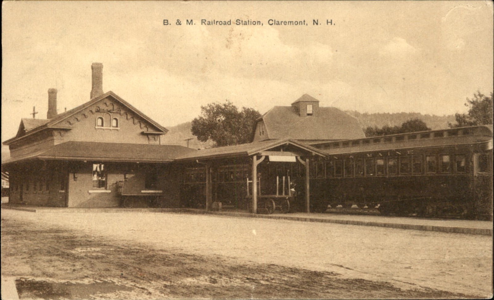 Claremont NH Railroad Station Josiah Grove c1900s-10s Vintage Postcard