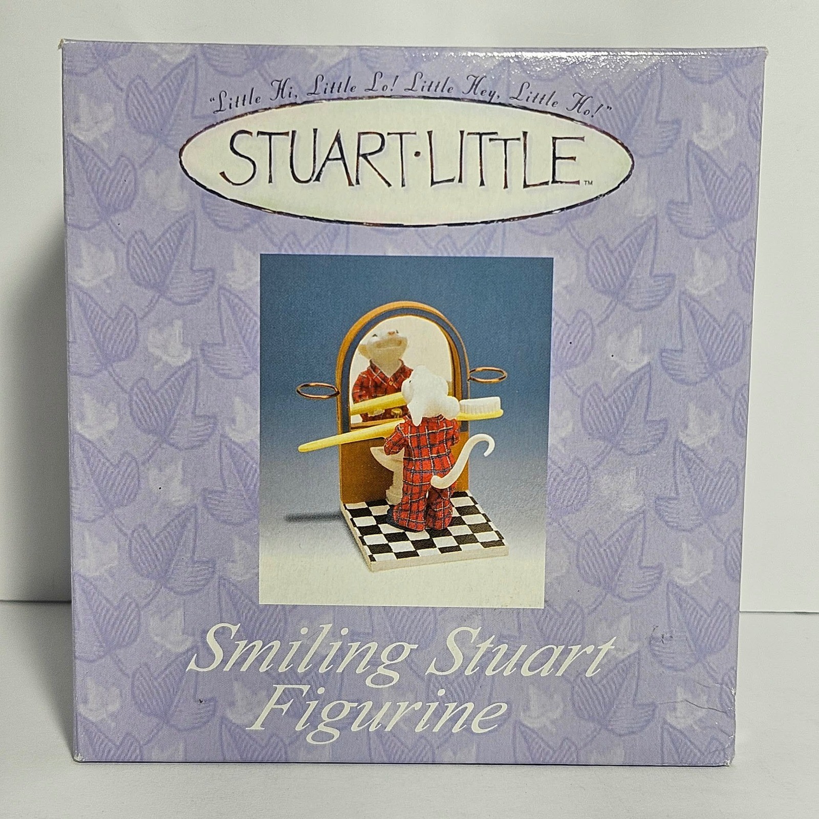 Rare Stuart Little Smiling Stuart Figurine Plaid Pajamas Toothbrush Mirror NIB