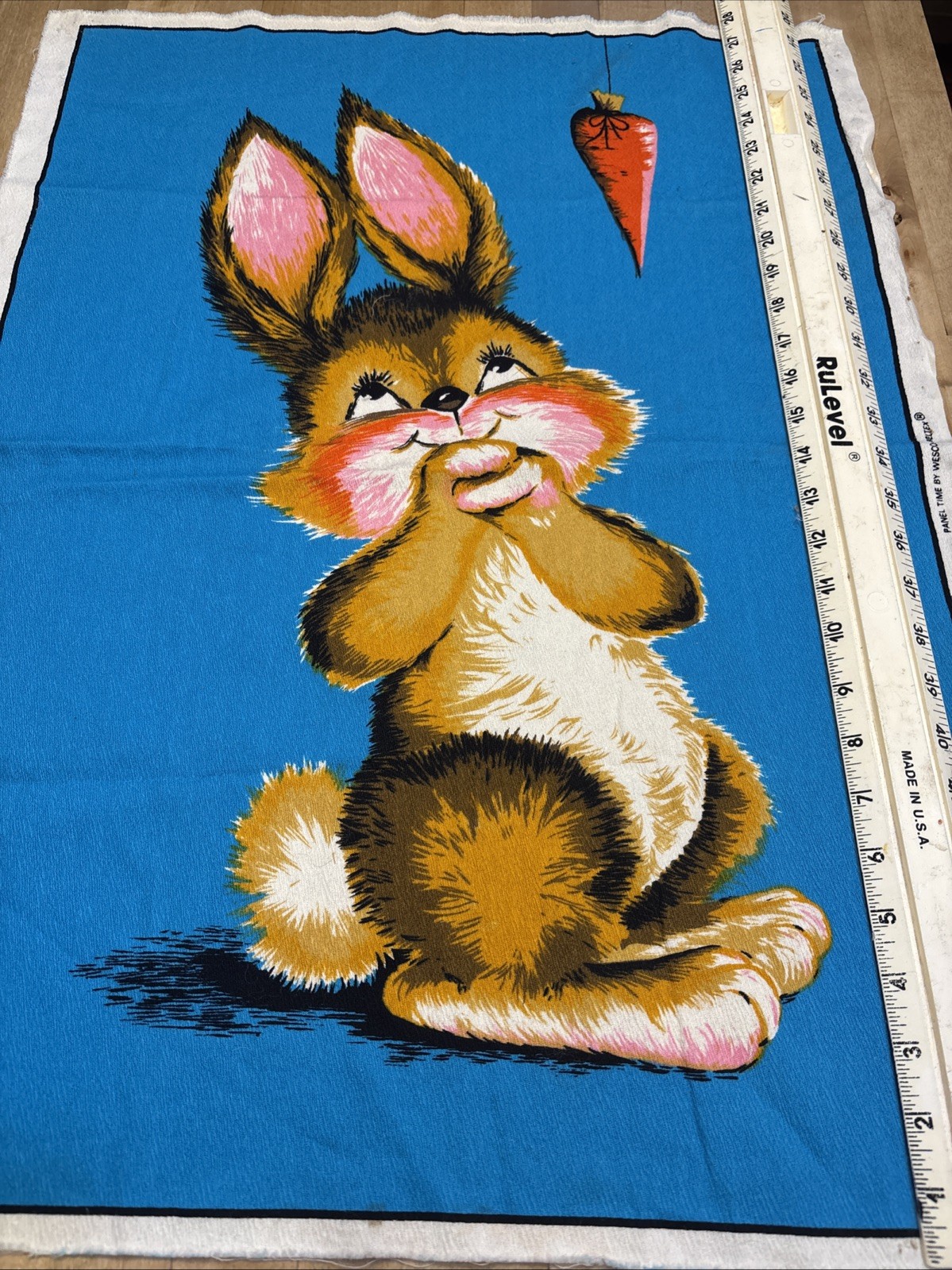 70S Vintage Rabbit Panel 28 Inch By Wesco-reltex Light Soiled On Corner