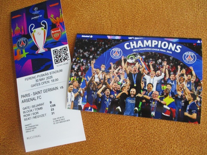 2026 Final Champions L - Paris St Germain - Arsenal FC Ticket Postcard Photo